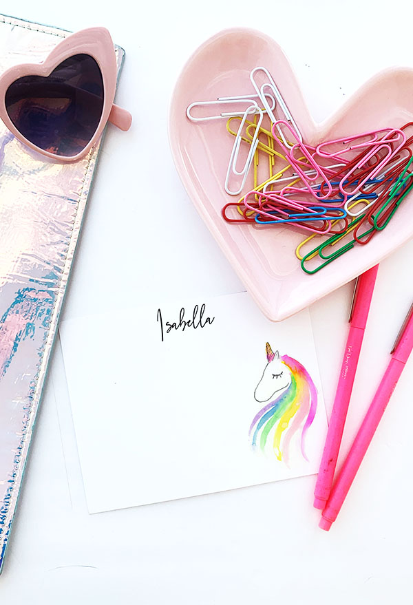 Kids Personalized Stationery | Unicorn Watercolor