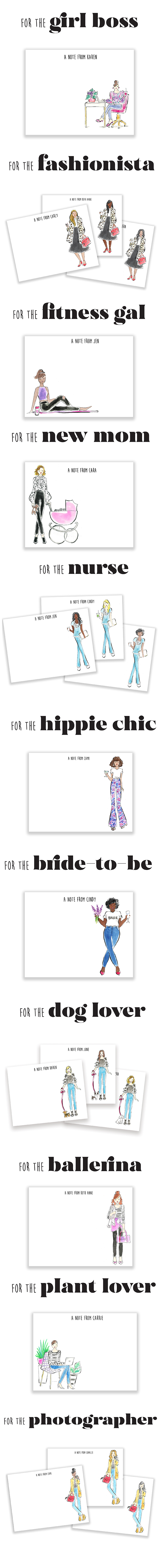 Personalized Stationery | Watercolor Fashion Illustration