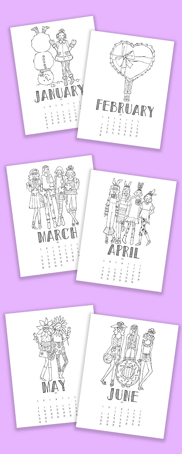 2021 Printable Coloring Calendar | Lacee Swan