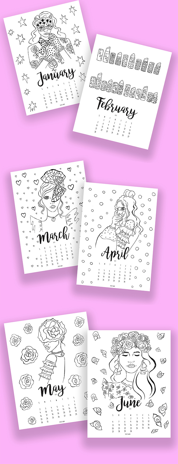 Printable Coloring Calendar 