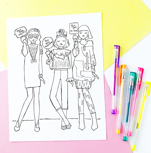 Fashion Coloring pages for tweens | Lacee Swan Girls 