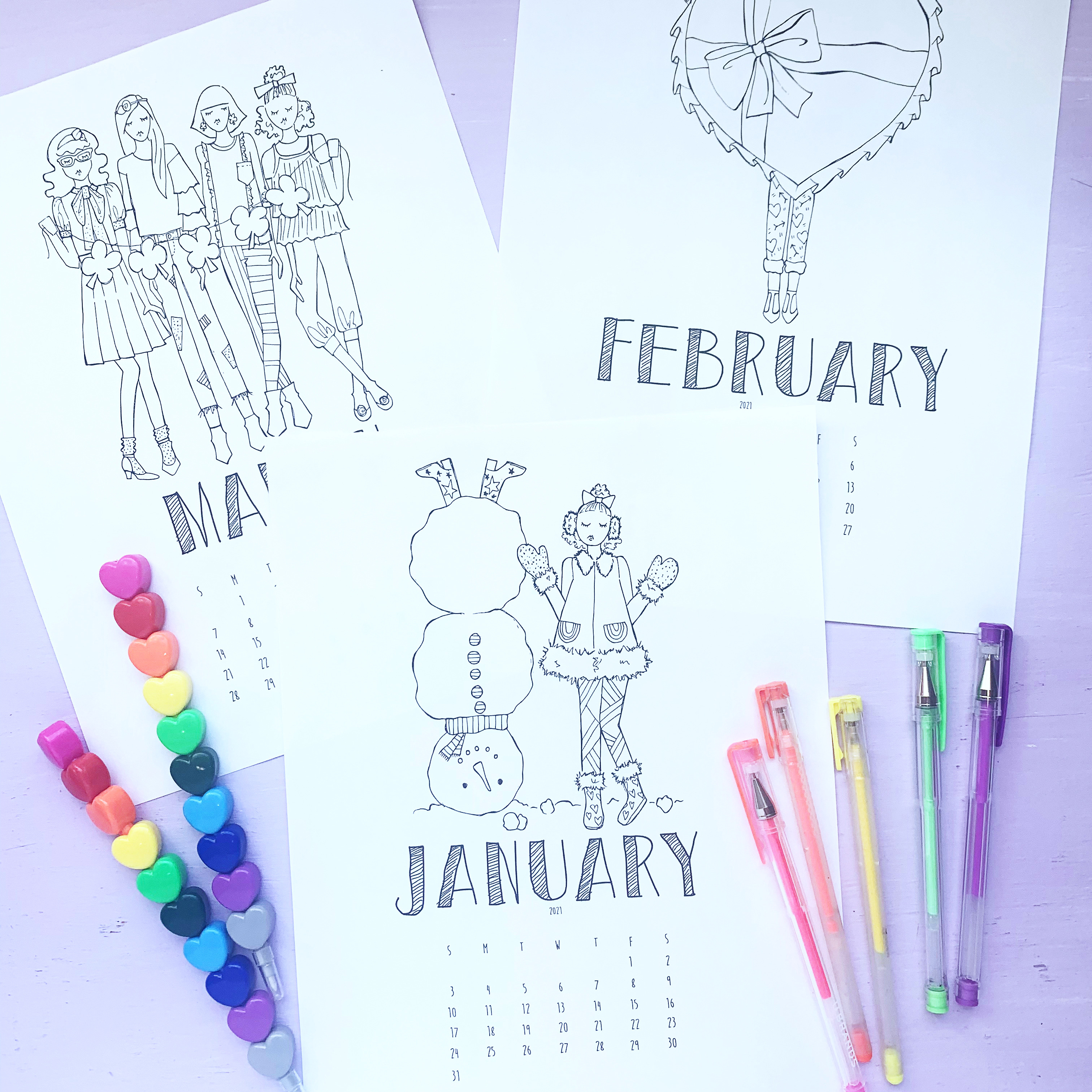 2021 Printable Coloring Calendar | Lacee Swan Girls