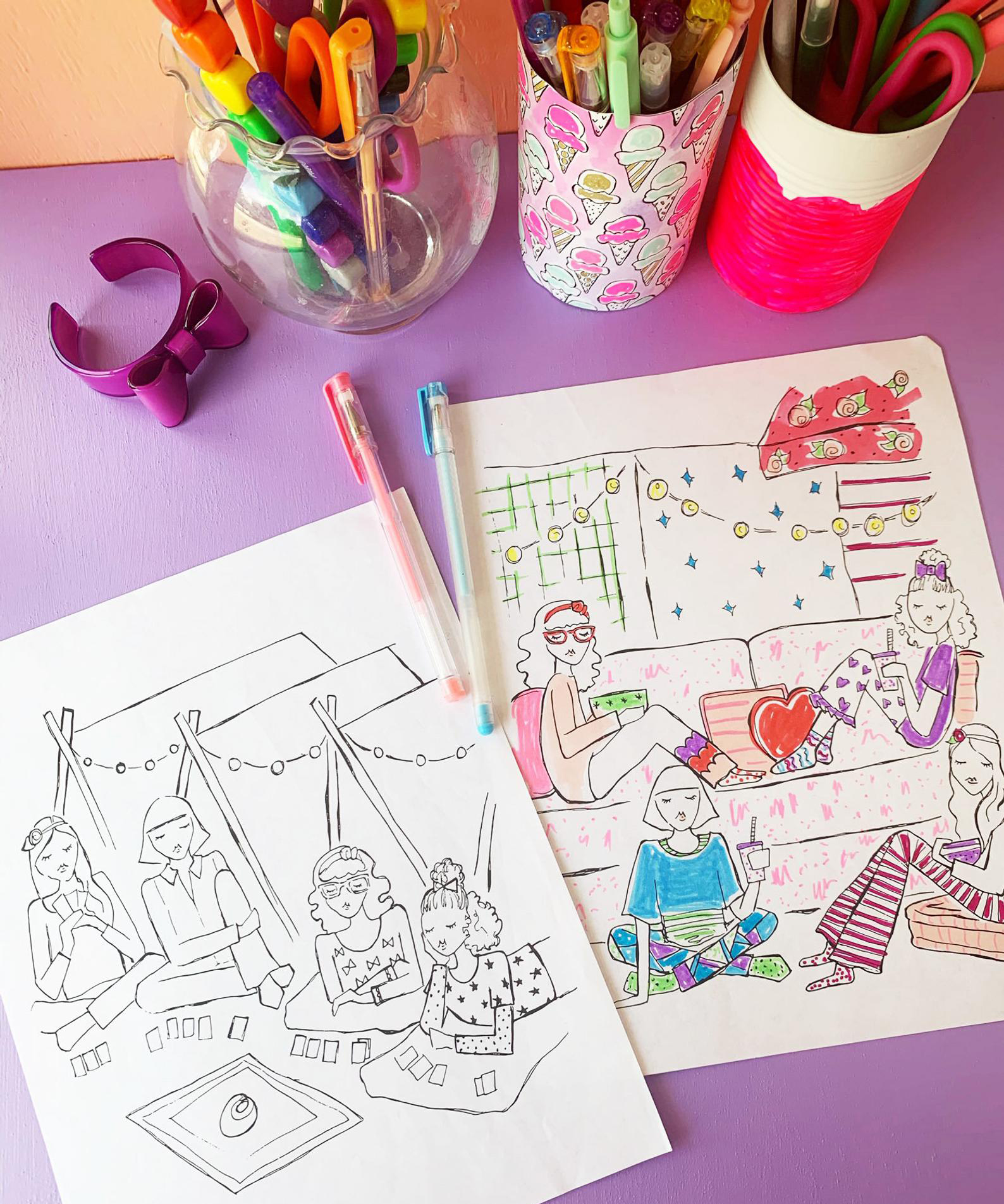 Slumber Party Coloring pages | Lacee Swan Girls 